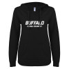 Thumbnail image for  ENZA Womens Black V Notch Raw Edge Fleece Hoodie