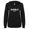 Thumbnail image for  ENZA Womens Black V Notch Raw Edge Fleece Hoodie