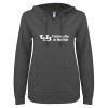 Thumbnail image for  ENZA Womens Dark Heather V Notch Raw Edge Fleece Hoodie