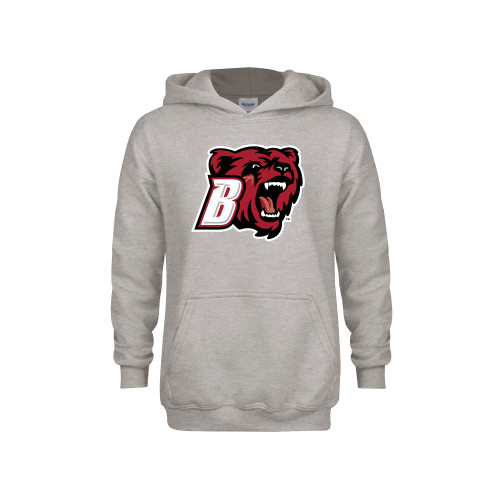  Youth Grey Fleece Hood - Bridgewater State B Bear Head