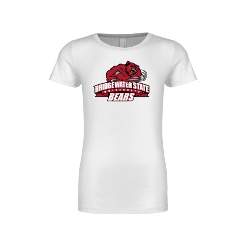  Next Level Girls White Fashion Fit T Shirt - Bridgewater State Bears Athletic Mark