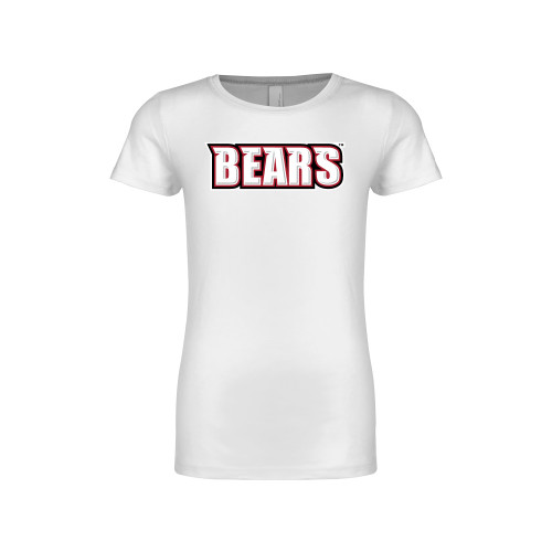  Next Level Girls White Fashion Fit T Shirt - BSU Bears Wordmark