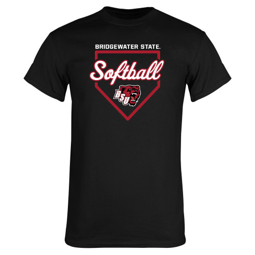  Black T Shirt - Softball with Homeplate Outline - BSU