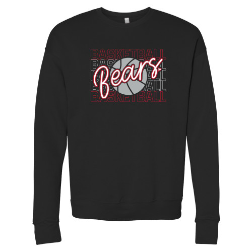  Bella + Canvas Black Fleece Crew - Basketball Repeating with Bears Script - BSU