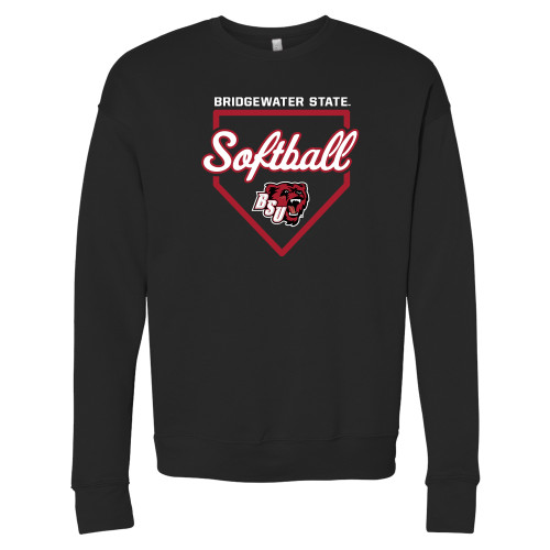  Bella + Canvas Black Fleece Crew - Softball with Homeplate Outline - BSU