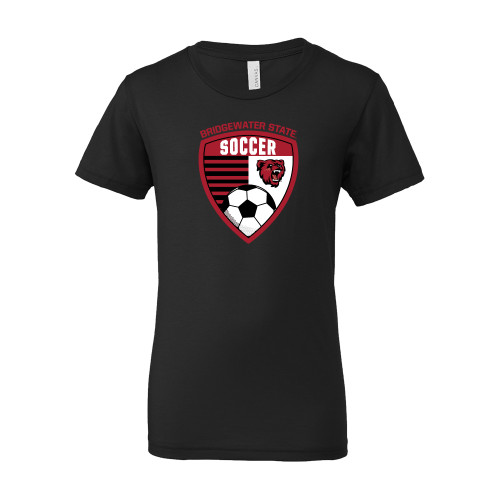  Bella + Canvas Youth Black Jersey T Shirt - Soccer with Crest - BSU