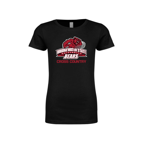  Next Level Girls Black Fashion Fit T Shirt - Cross Country - Bridgewater State