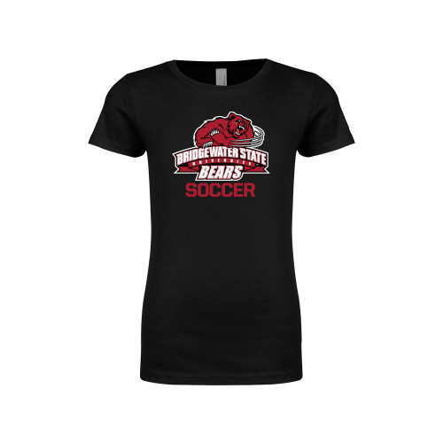  Next Level Girls Black Fashion Fit T Shirt - Soccer - Bridgewater State