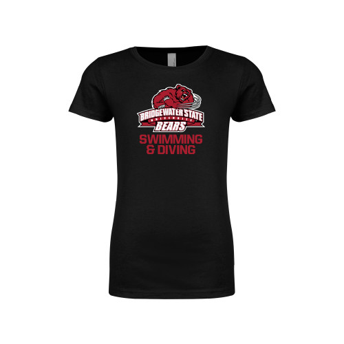  Next Level Girls Black Fashion Fit T Shirt - Swimming and Diving - Bridgewater State