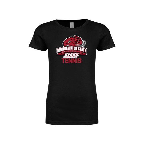  Next Level Girls Black Fashion Fit T Shirt - Tennis - Bridgewater State