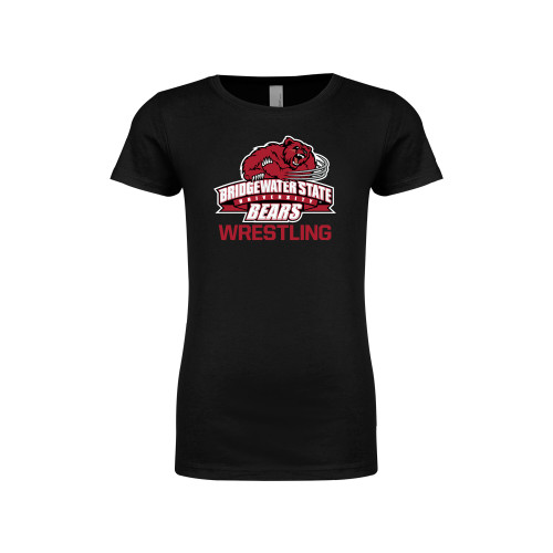  Next Level Girls Black Fashion Fit T Shirt - Wrestling - Bridgewater State