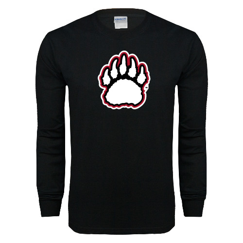  Black Long Sleeve T Shirt - White and Black Bear Paw