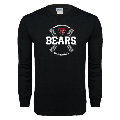  Black Long Sleeve T Shirt - Baseball Seams Design