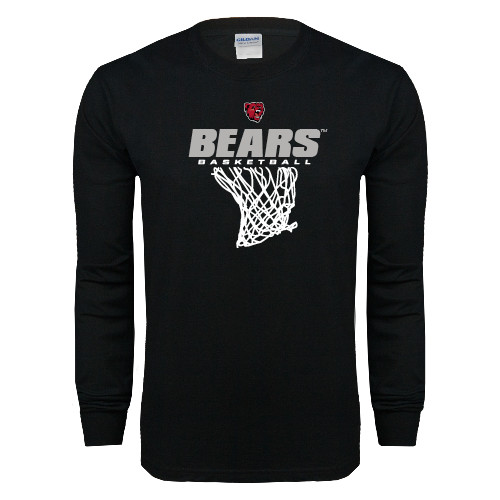  Black Long Sleeve T Shirt - Basketball Net Design