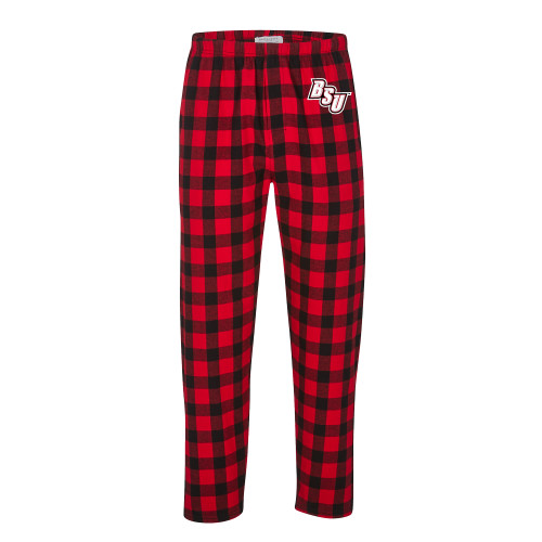  Boxercraft Red/Black Buffalo Unisex Flannel Pajama Pant - BSU Diagonal Wordmark