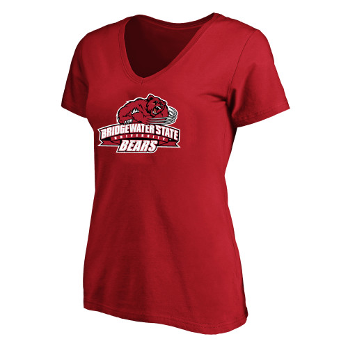  Womens Plus Red V Neck T Shirt - Bridgewater State Bears Athletic Mark