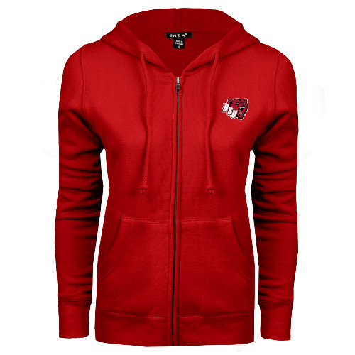 Bridgewater ENZA Womens Red Fleece Full Zip Hood