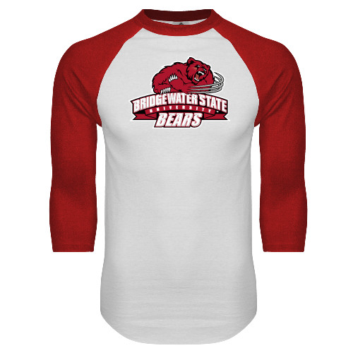  White/Red Raglan Baseball T Shirt - Primary Mark