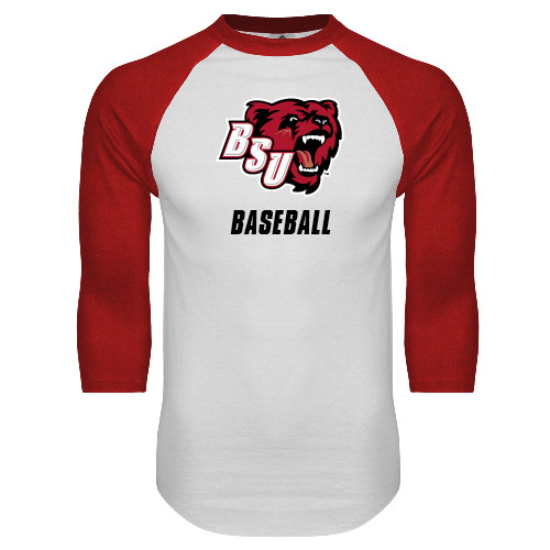  White/Red Raglan Baseball T Shirt - Baseball