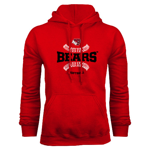  Red Fleece Hoodie - Softball Seams Design