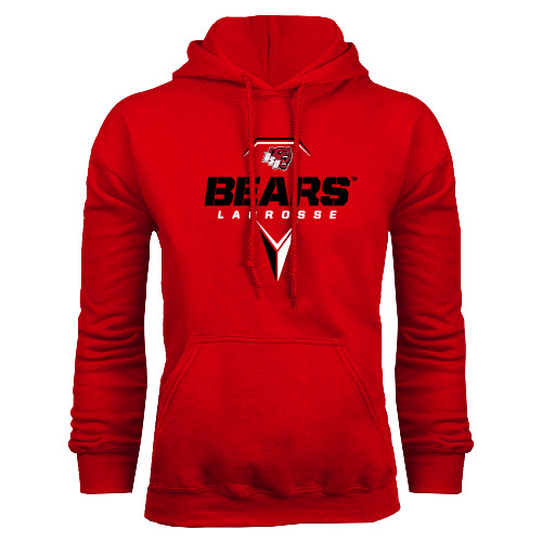  Red Fleece Hoodie - Geometric Lacrosse Design