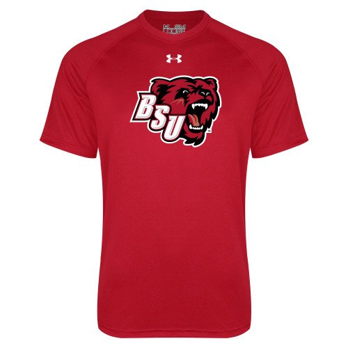  Under Armour Red Tech Tee - BSU w/ Bear Head