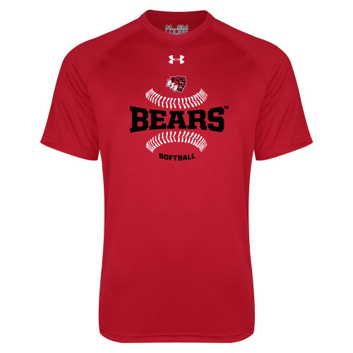  Under Armour Red Tech Tee - Softball Seams Design