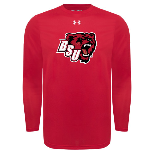  Under Armour Red Long Sleeve Tech Tee - BSU w/ Bear Head