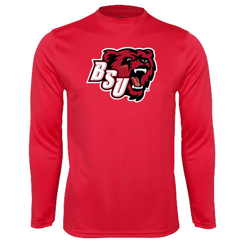  Red Performance Long Sleeve Shirt - BSU w/ Bear Head