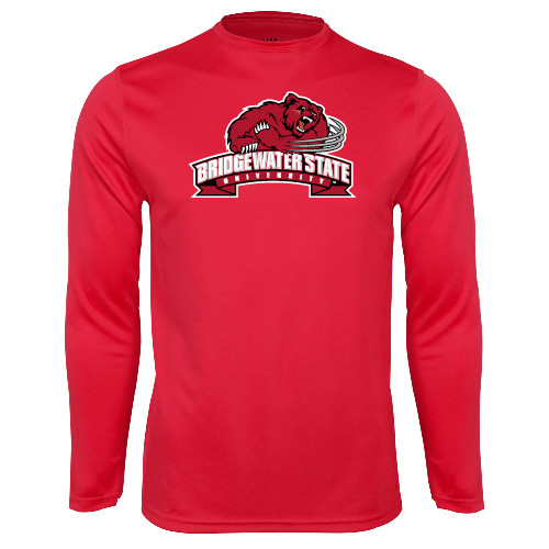  Red Performance Long Sleeve Shirt - Bridgewater State University w/ Bear