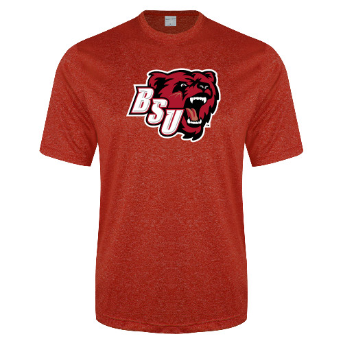  Red Heather Performance Contender Tee - BSU w/ Bear Head