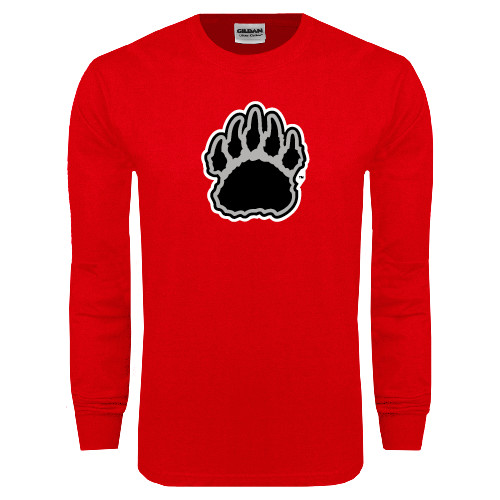  Red Long Sleeve T Shirt - Black and Gray Bear Paw