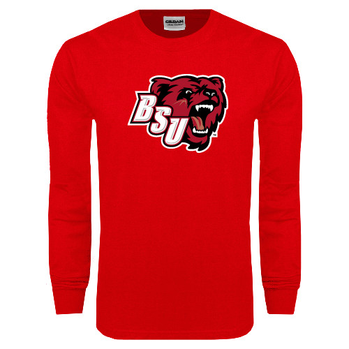  Red Long Sleeve T Shirt - BSU w/ Bear Head