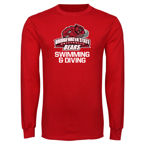  Red Long Sleeve T Shirt - Swimming and Diving - Bridgewater State