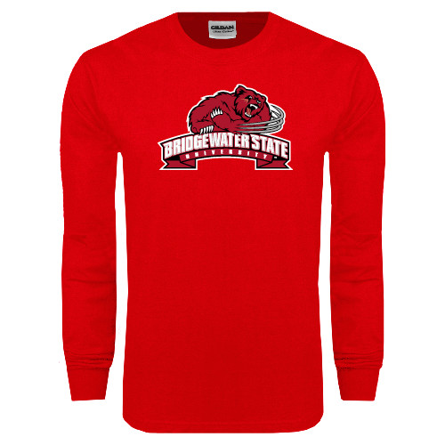  Red Long Sleeve T Shirt - Bridgewater State University w/ Bear