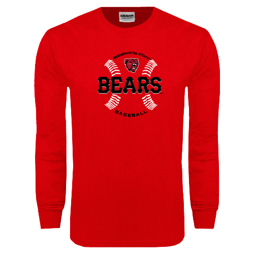  Red Long Sleeve T Shirt - Baseball Seams Design