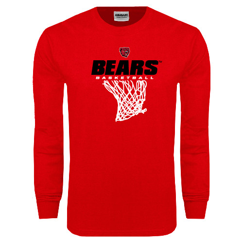  Red Long Sleeve T Shirt - Basketball Net Design