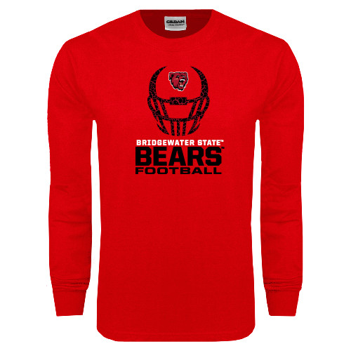  Red Long Sleeve T Shirt - Football Helmet Design