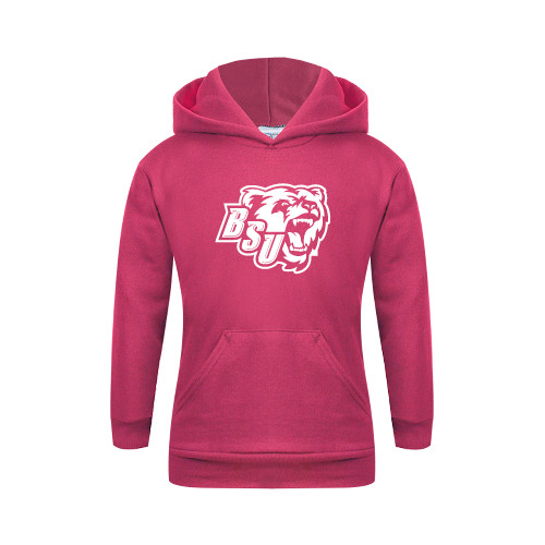  Youth Hot Pink Fleece Hoodie - BSU w/ Bear Head