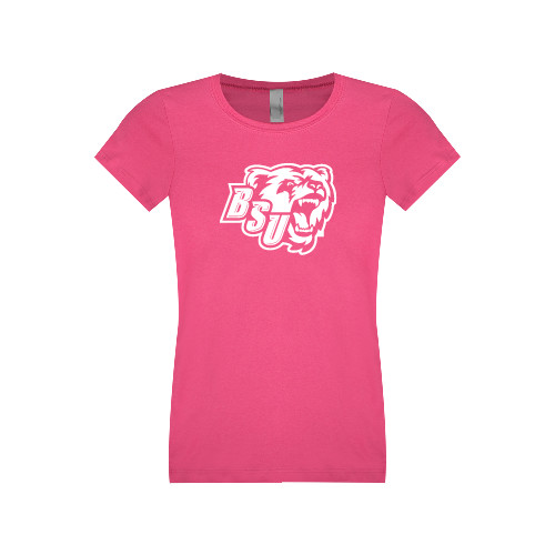  Next Level Girls Fuchsia Fashion Fit T Shirt - BSU w/ Bear Head