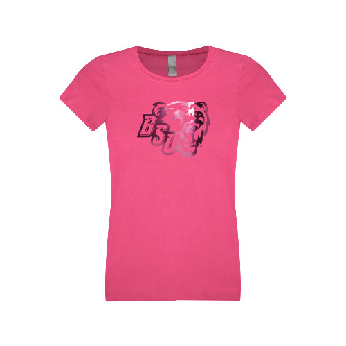  Next Level Girls Fuchsia Fashion Fit T Shirt - BSU w/ Bear Head Foil