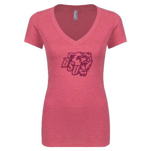 Bridgewater Next Level Ladies Vintage Pink Tri Blend V Neck T