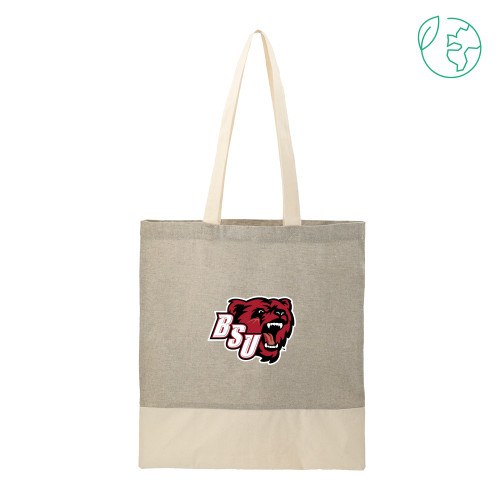  Split Recycled Grey Cotton Twill Convention Tote - BSU Bear Head