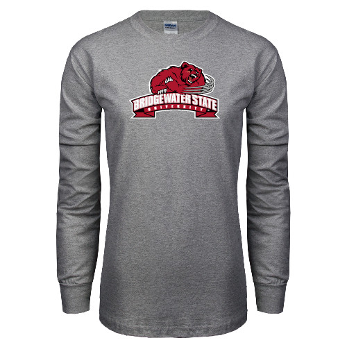  Grey Long Sleeve T Shirt - Bridgewater State University w/ Bear