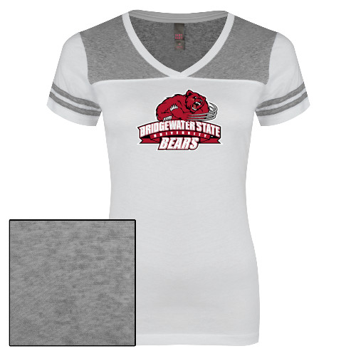 Bridgewater Womens White/Heather Grey Varsity V Neck Te