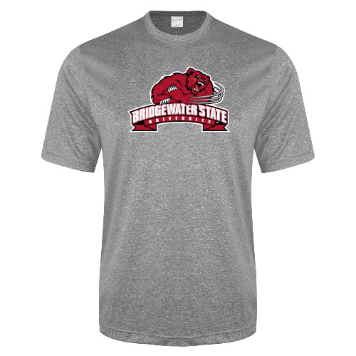  Grey Heather Performance Contender Tee - Bridgewater State University w/ Bear