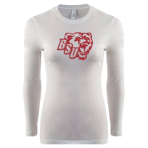 Bridgewater Womens White Long Sleeve V Neck T