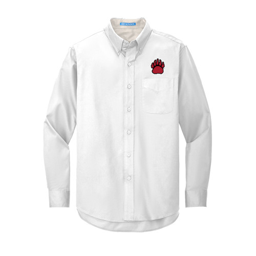  White Twill Button Down Long Sleeve - BSU Bear Paw