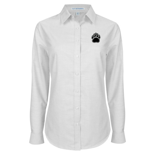  Womens White Oxford Shirt - BSU Bear Paw