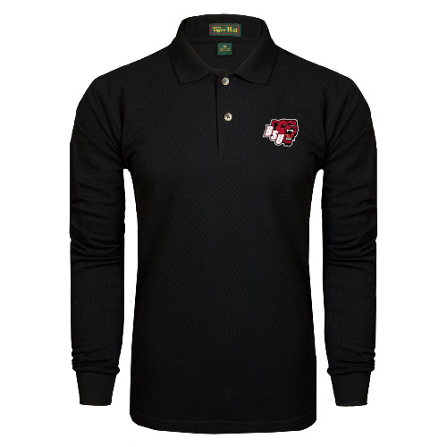  Black Long Sleeve Polo - BSU w/ Bear Head